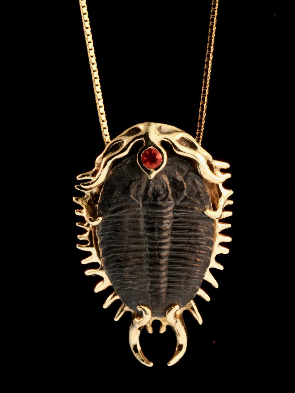 Colossal Spiked Trilobite with Fire Opal - Solid 14k Gold – Marty