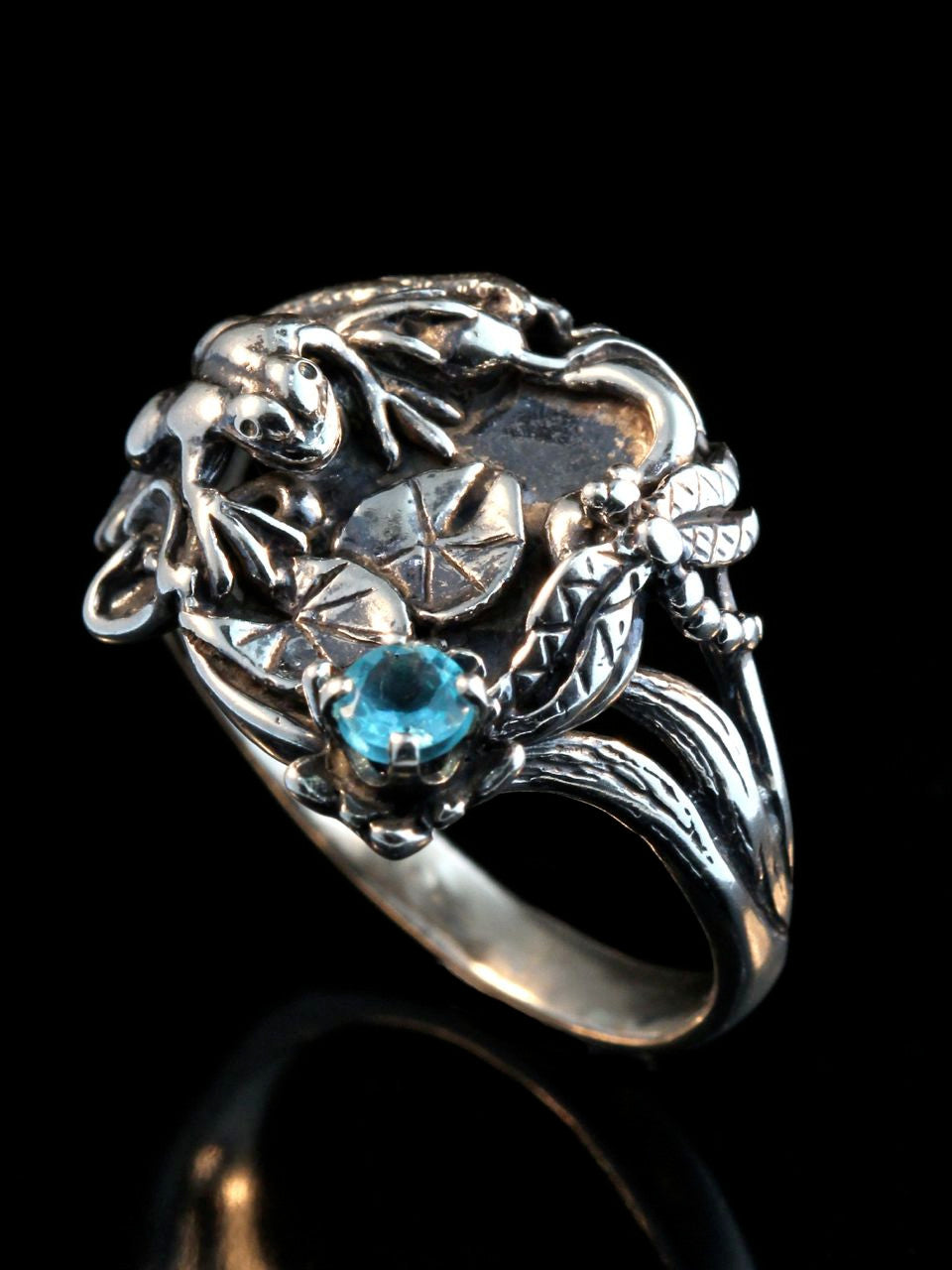 Frog - Lily Pond Ring - Silver View Jewelry – Marty Magic Jewelry