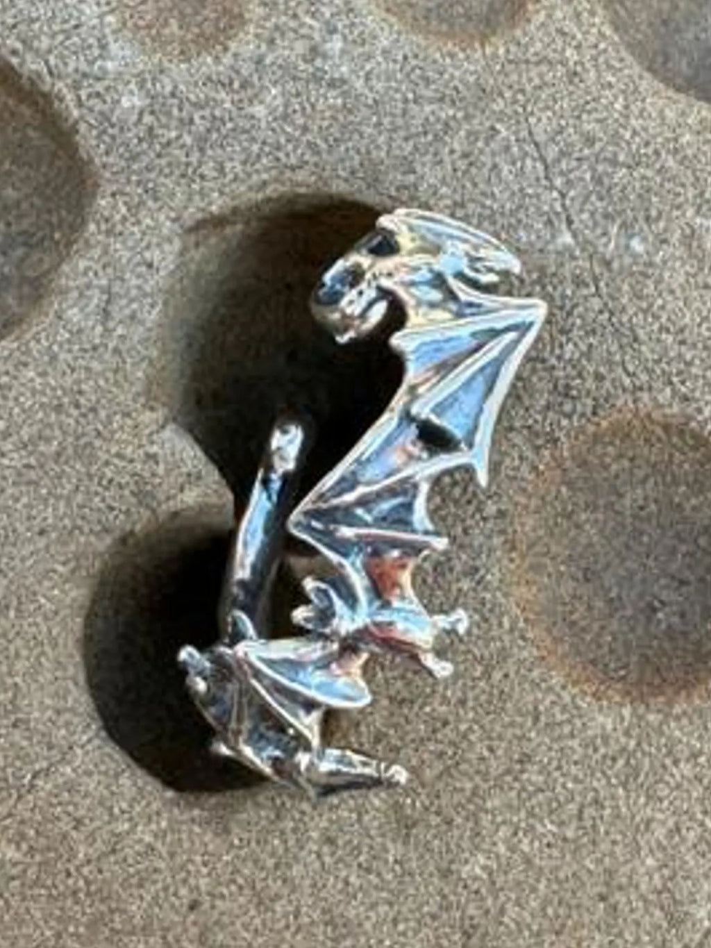 Bat Flock Ear Hoop - Silver