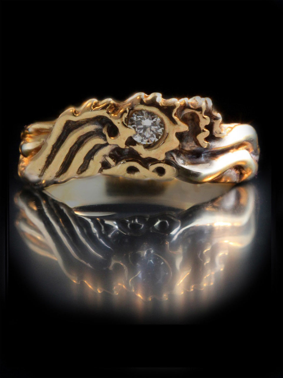 Eternity Wave Ring with Diamonds - 14K gold