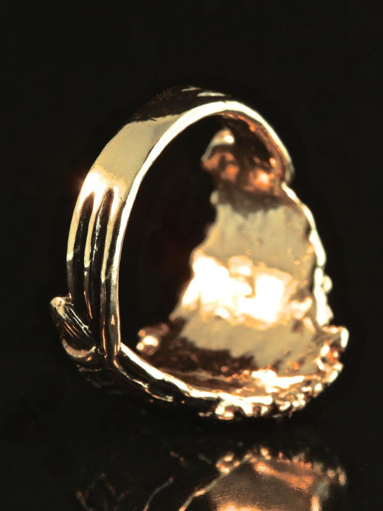 Green Man Ring with Tsavorite Eyes in 14K Gold