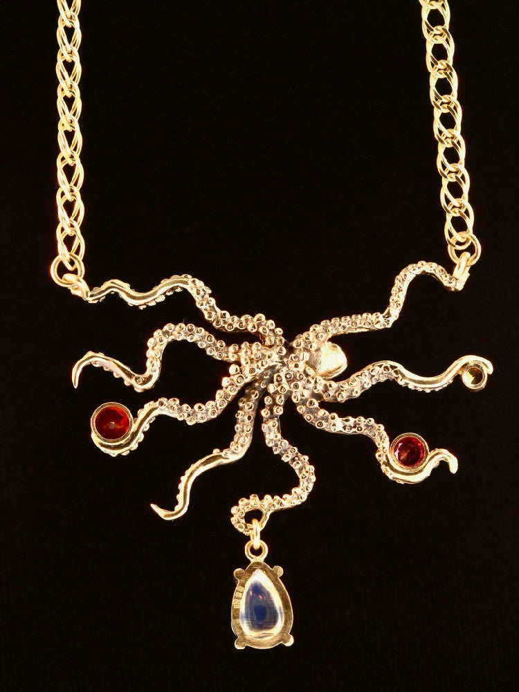 Gold Octopus with Jeweled Treasures in 14k Gold