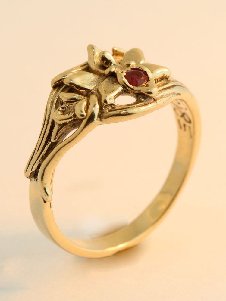 Orchid Ring set with Ruby - 14K gold