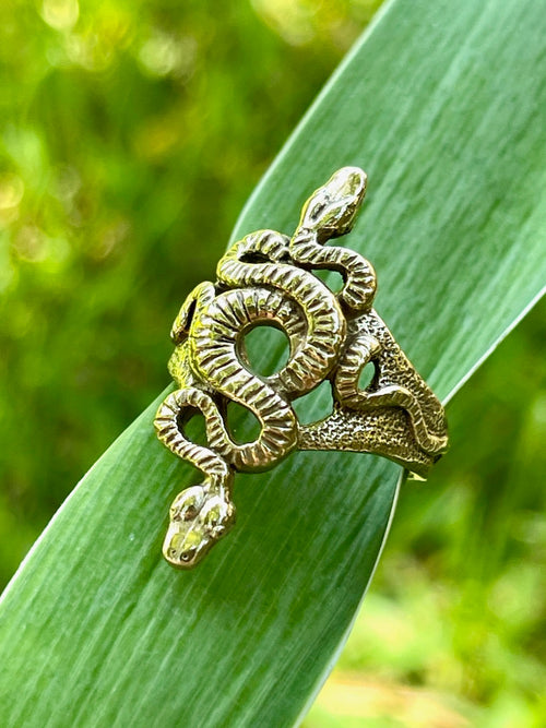 Alpha Omega Snake Ring - 14K gold