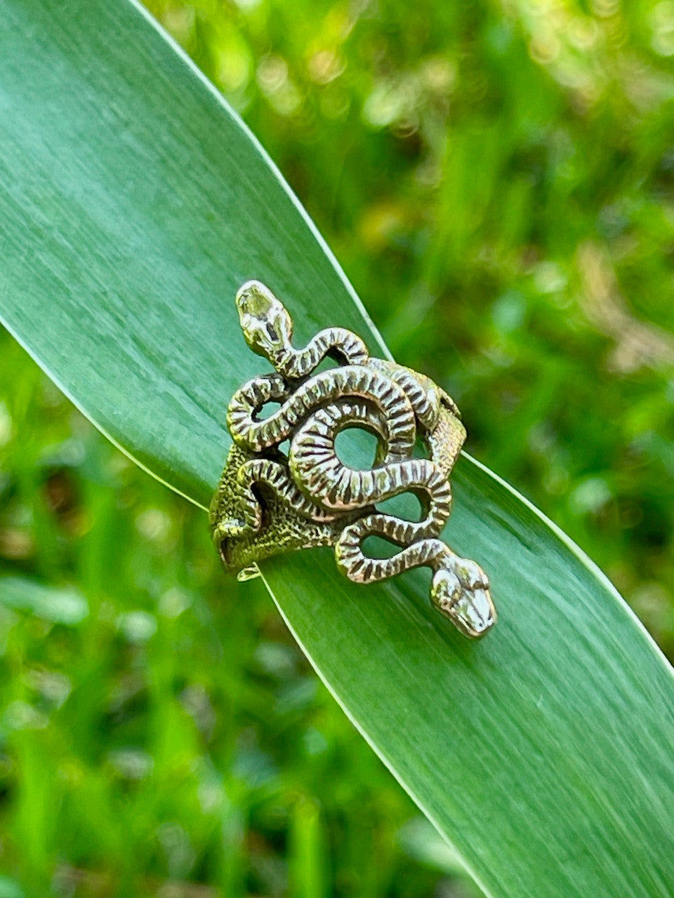 Alpha Omega Snake Ring - 14K gold