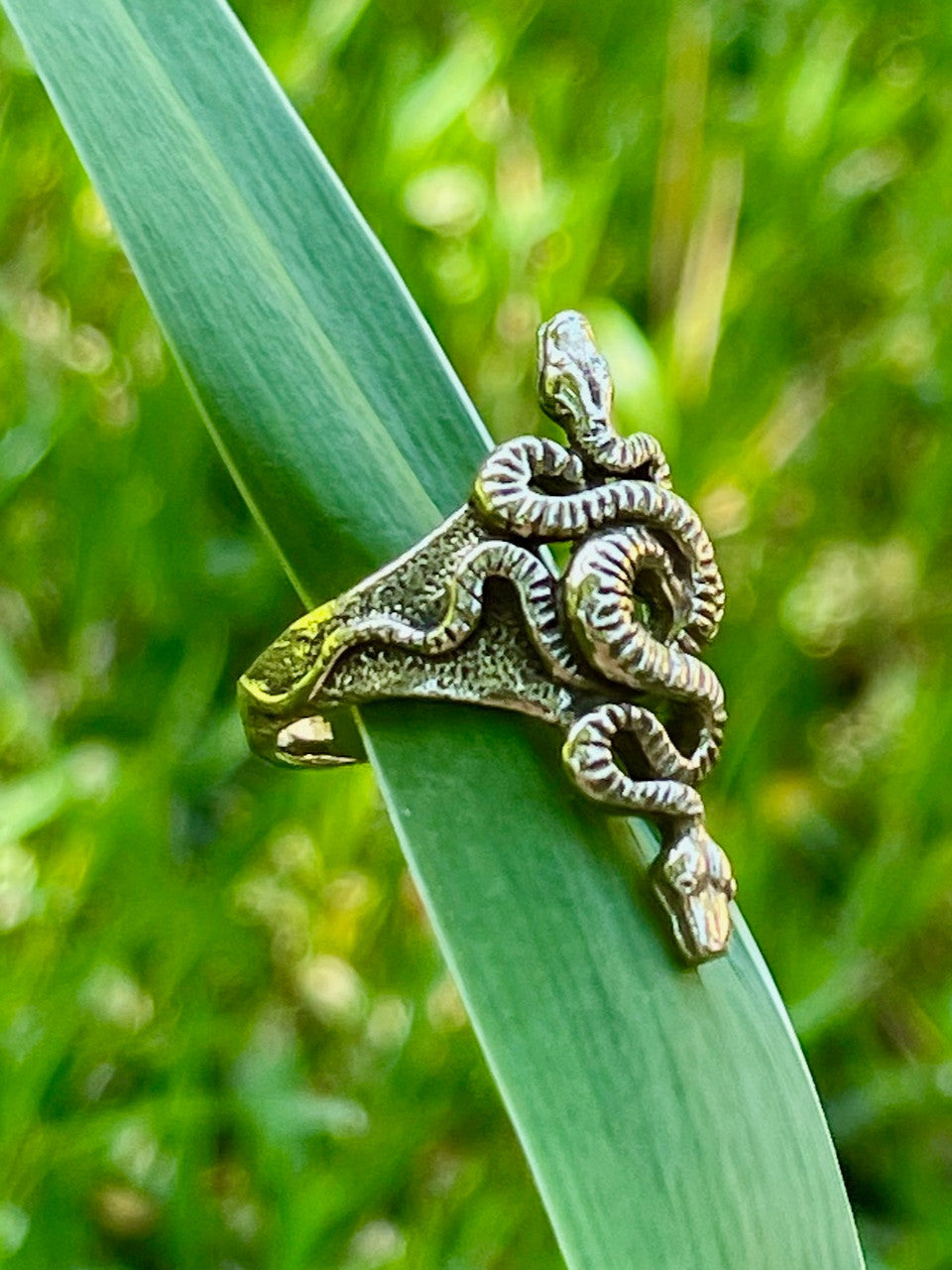 Alpha Omega Snake Ring - 14K gold