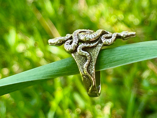 Alpha Omega Snake Ring - 14K gold