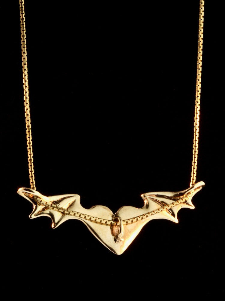 Winged Heart Necklace - 14k Gold