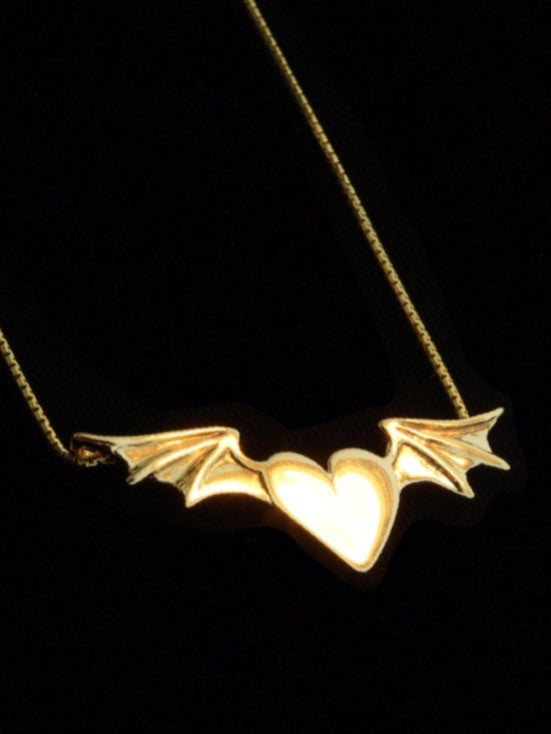 Winged Heart Necklace - 14k Gold