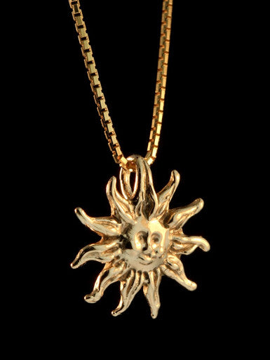 Small Sun Charm - Solid 14k Gold