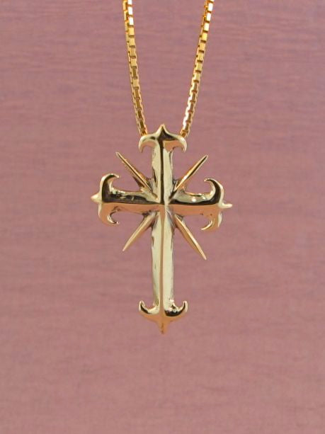 14k Gold Gothic Cross Pendant