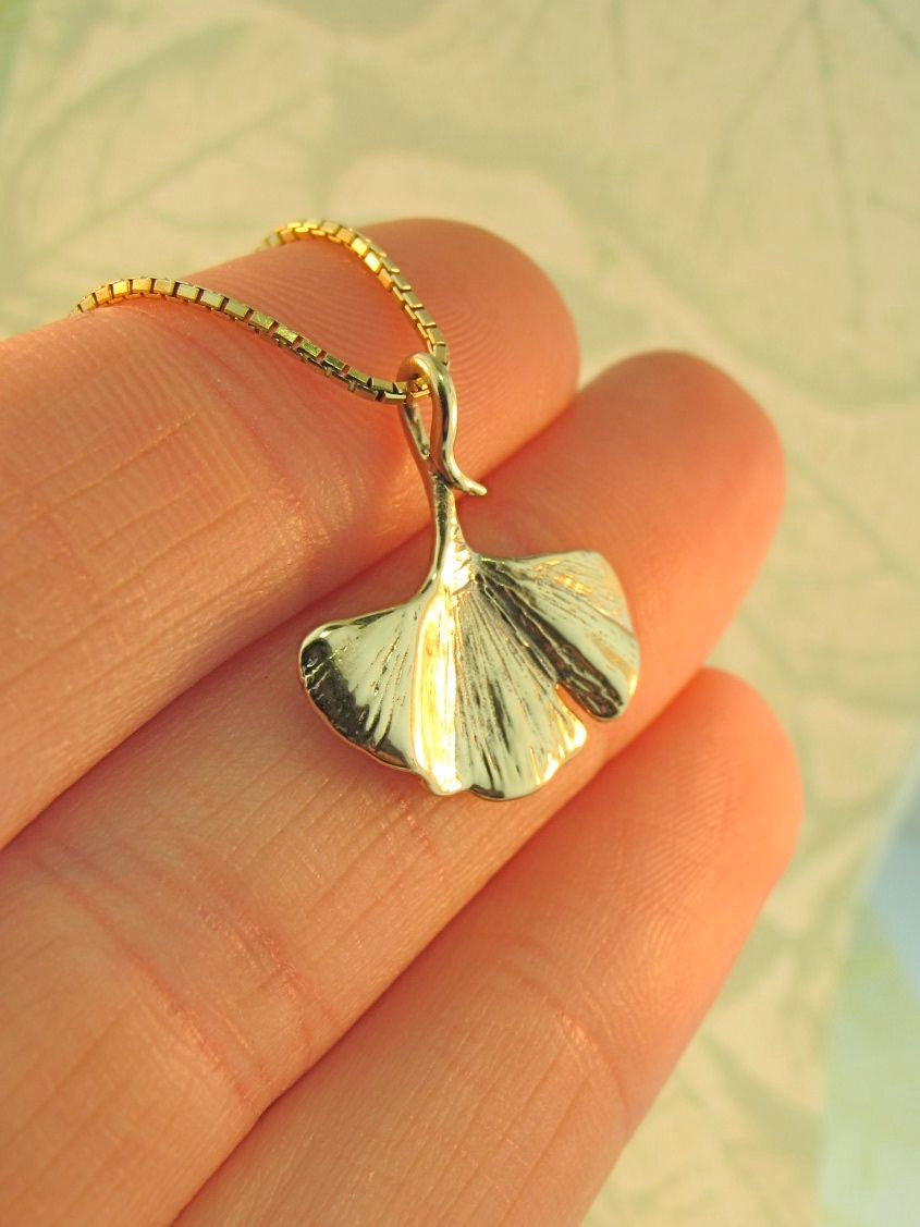 14k Ginkgo Leaf Charm