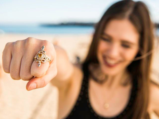 14K Gold Alpha Omega Snake Ring
