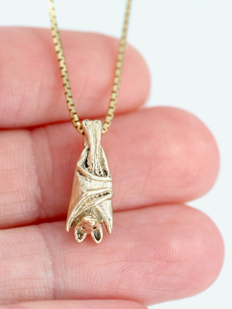 14k Gold Bat Briolette Charm