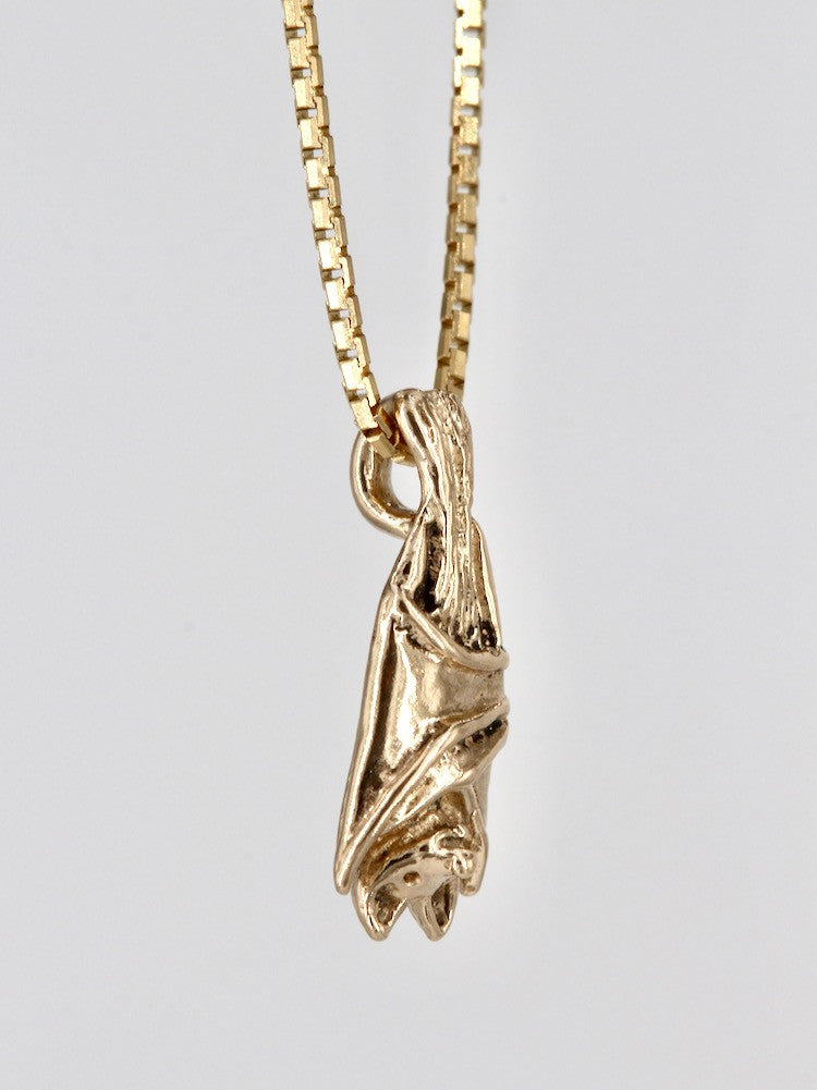14k Gold Bat Briolette Charm