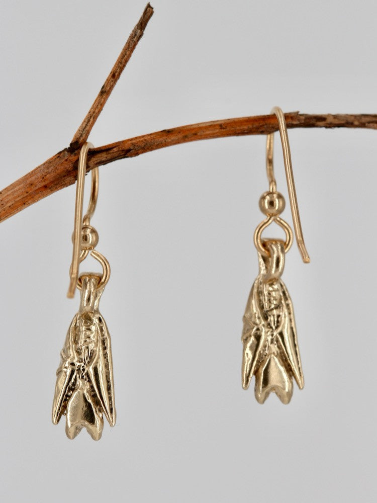 14k Gold Bat Briolette Earrings