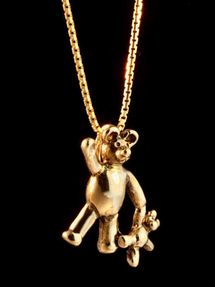 Bear with Baby Bear Charm - 14k Gold