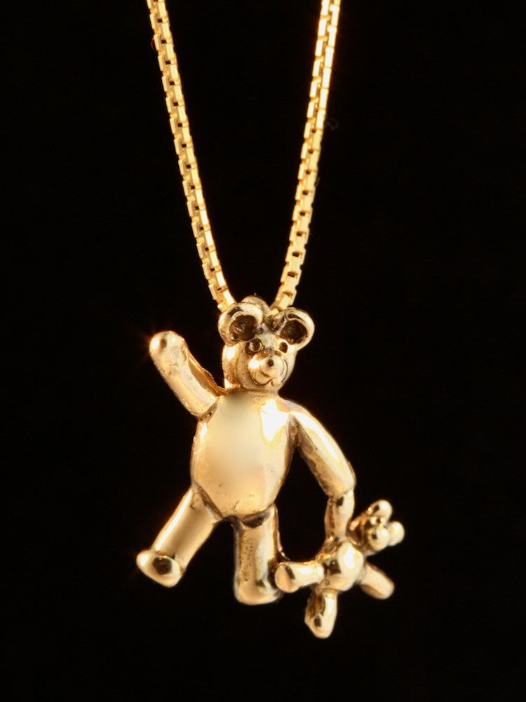 Bear with Baby Bear Charm - 14k Gold