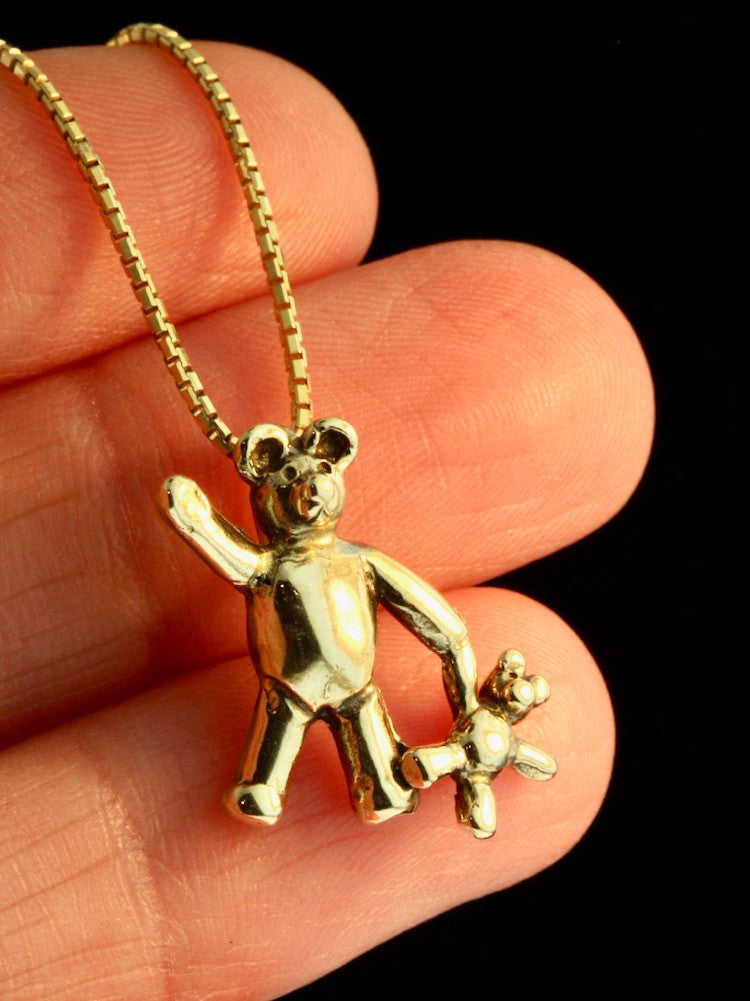 Bear with Baby Bear Charm - 14k Gold
