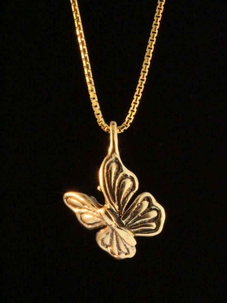 Butterfly Charm Necklace - 14 Gold