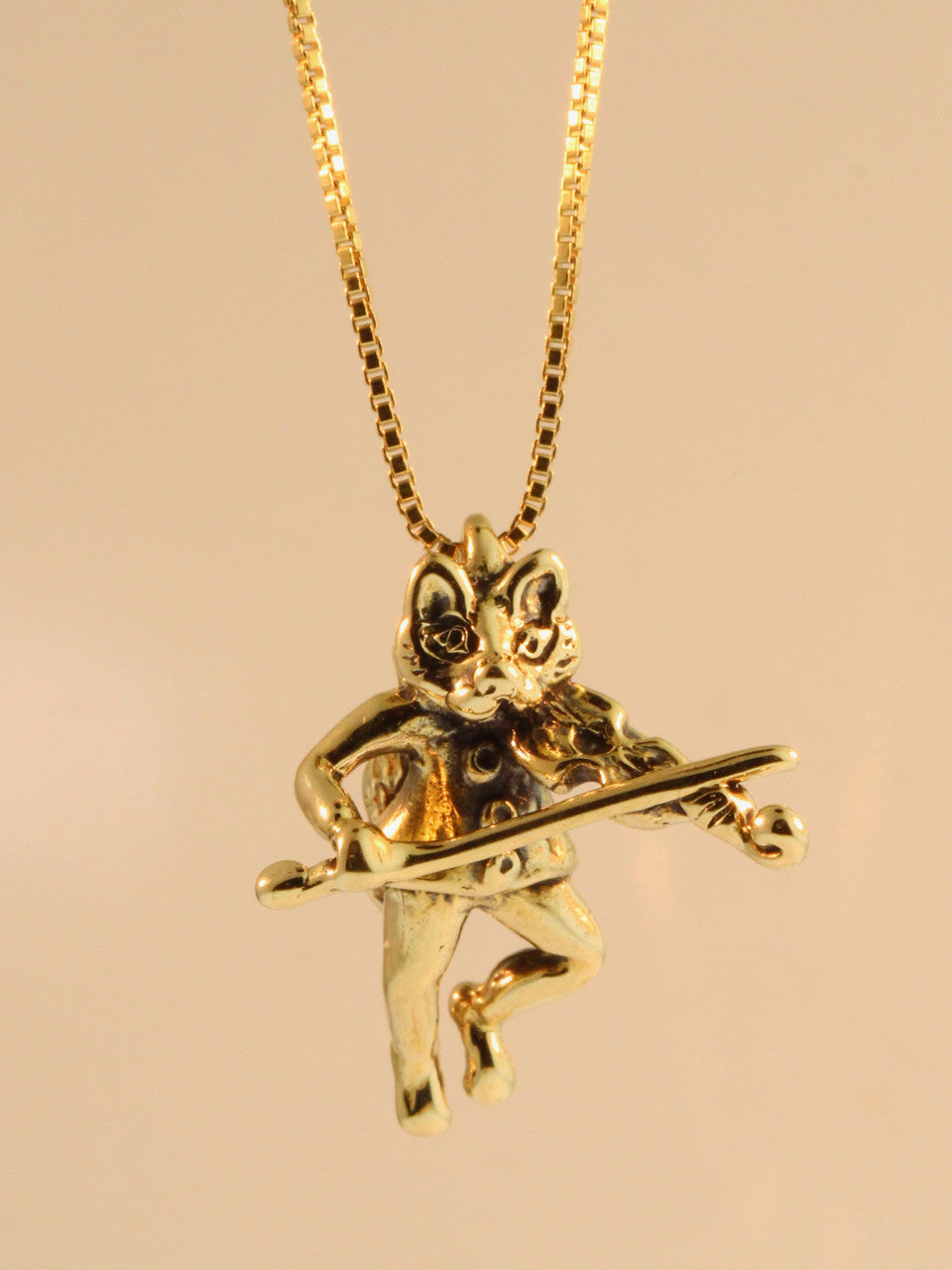 Cat And The Fiddle Charm - 14k Gold