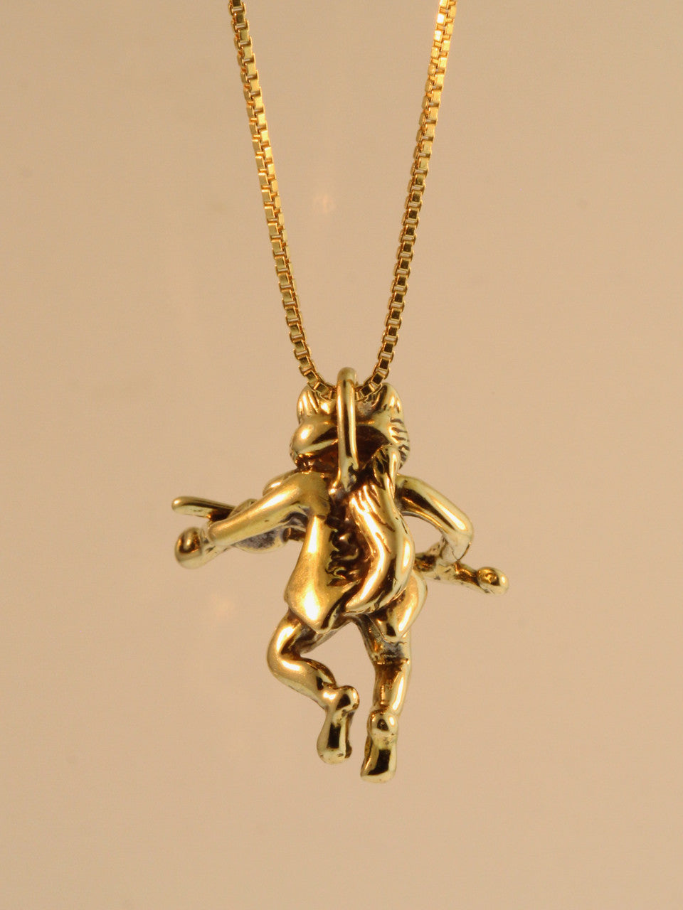 Cat And The Fiddle Charm - 14k Gold