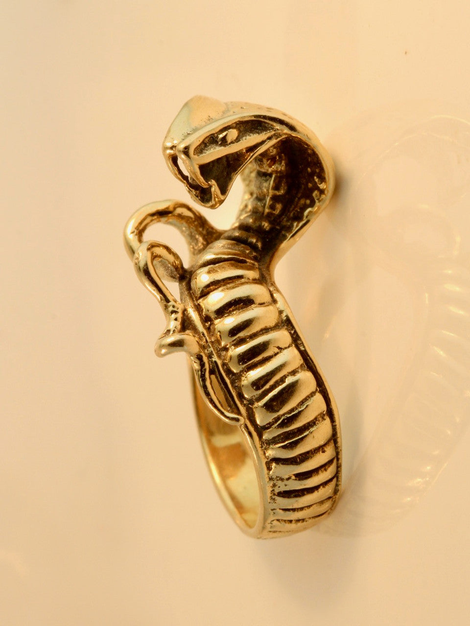 Cobra Ring with Rubies in Hood - 14k Gold