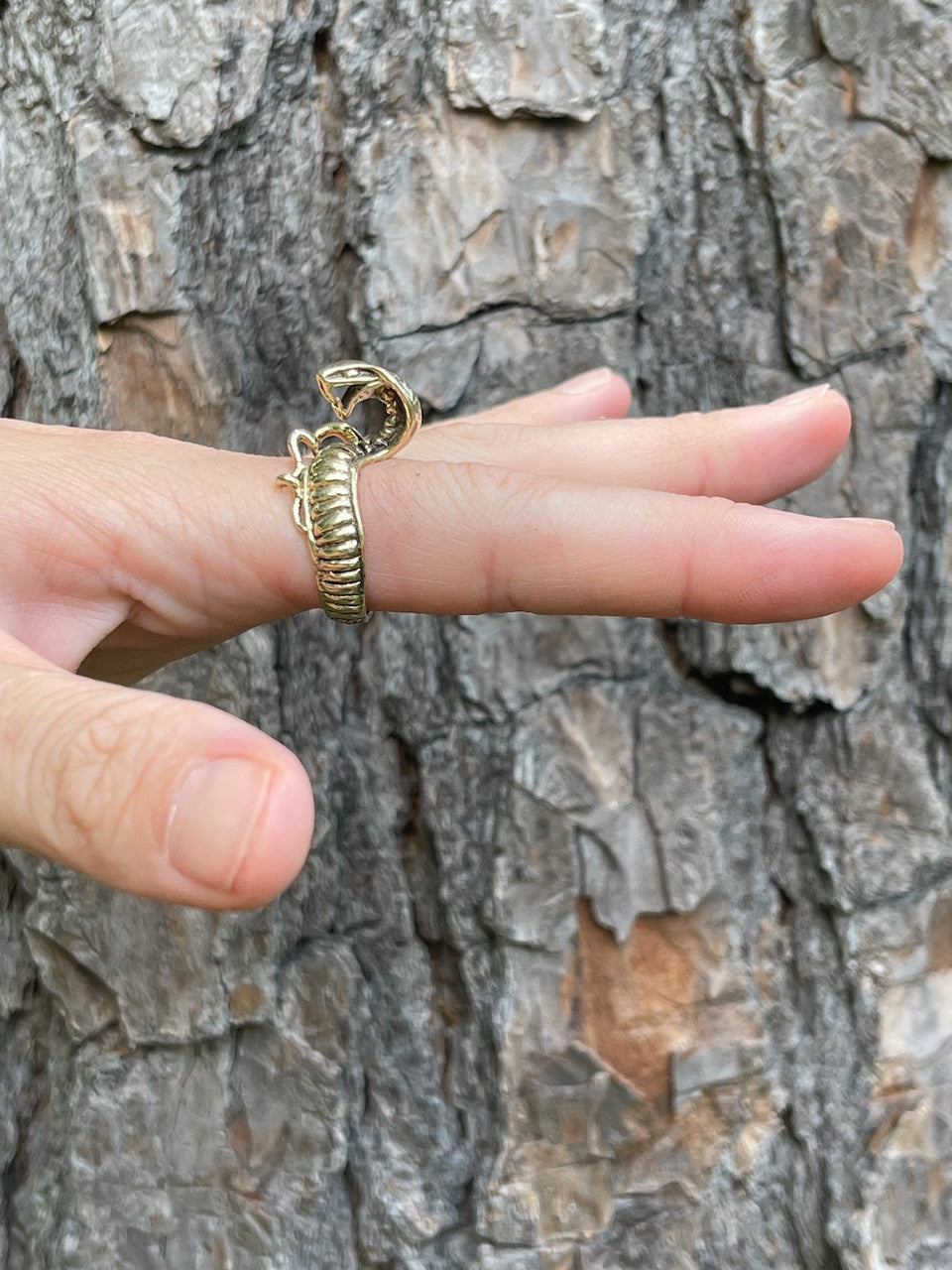 Cobra Ring with Rubies in Hood - 14k Gold
