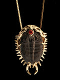 Colossal Spiked Trilobite with Fire Opal - 14k Gold
