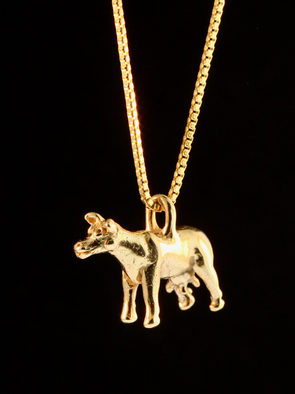 Abducted Cow Charm - 14k Gold