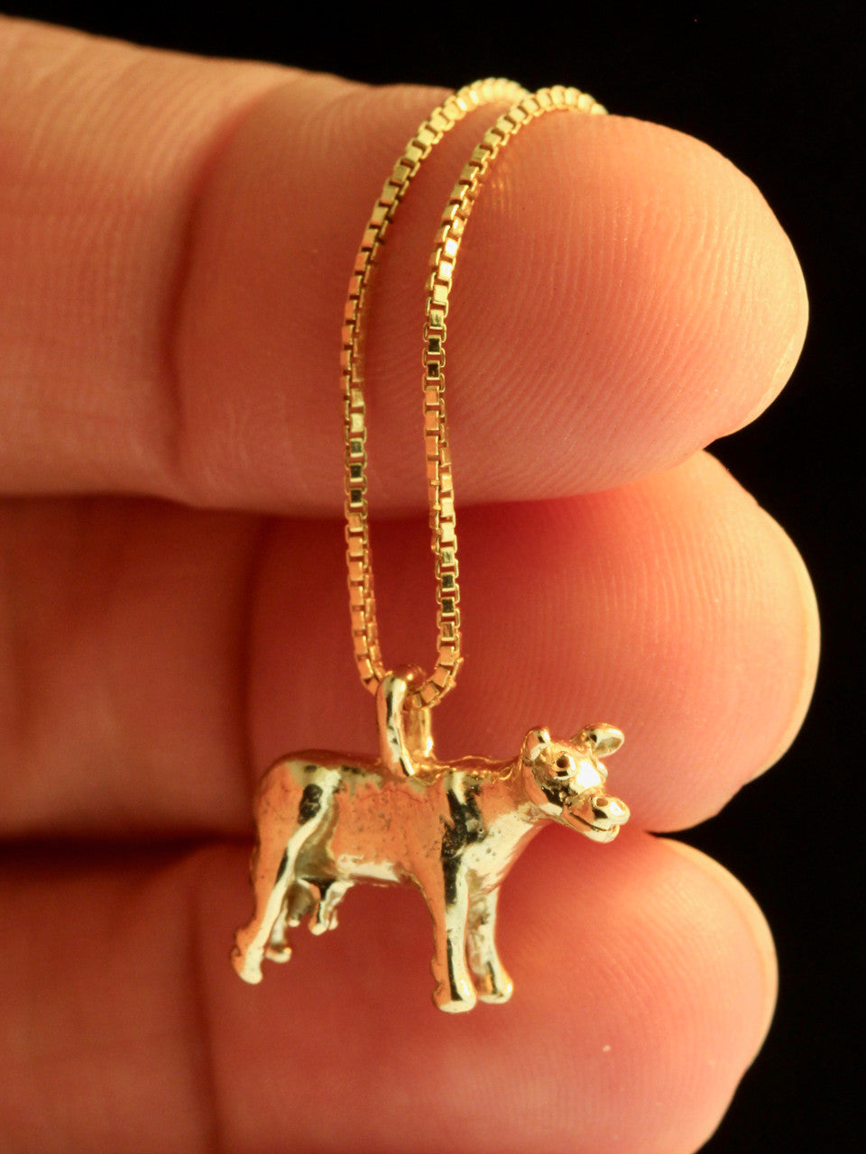 Abducted Cow Charm - 14k Gold