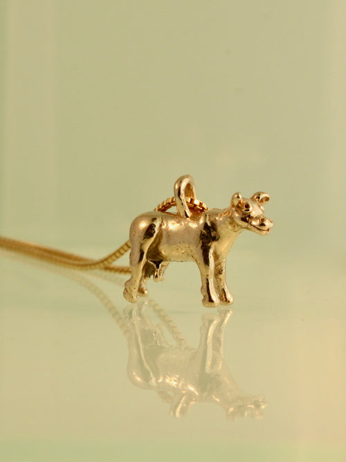 Abducted Cow Charm - 14k Gold