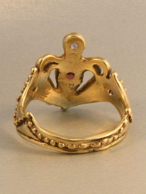 14k Gold Crowning Heart Ring with Gemstones