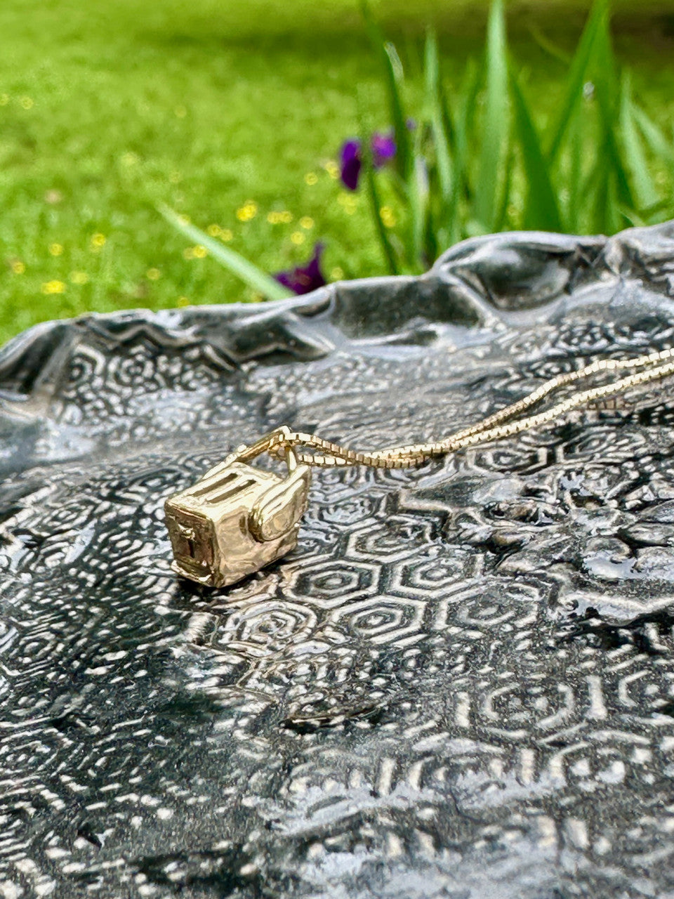 Flying Toaster Charm - 14k Gold