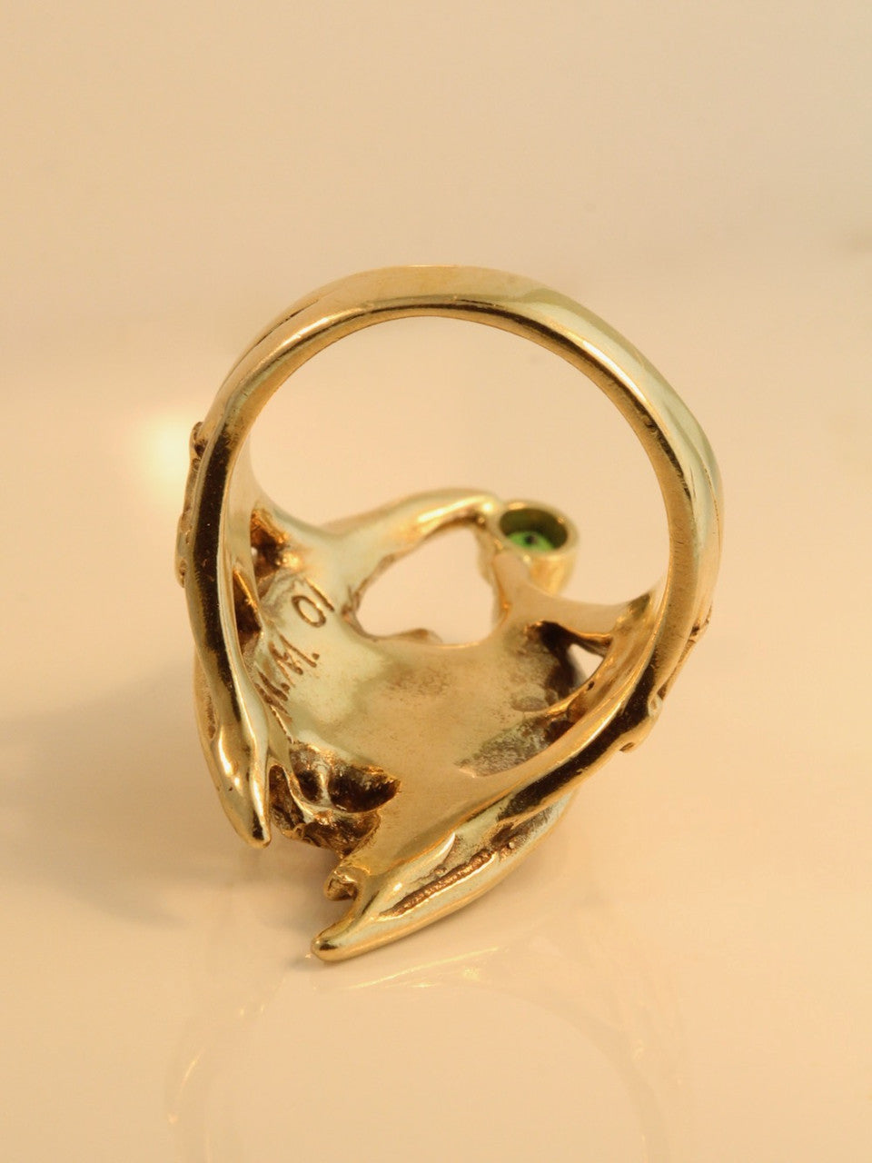 Gothic Bat Ring with Tsavorites - 14k Gold