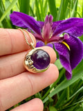 Moon Orb Pendant with Amethyst Orb - 14k Gold