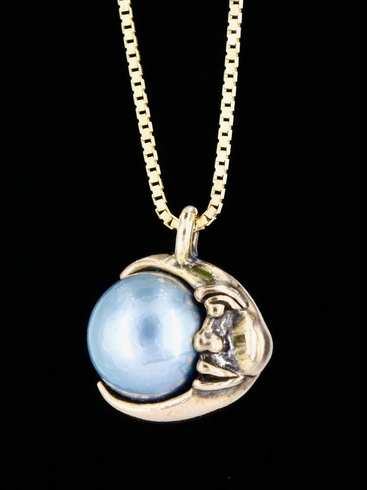 Moon Orb Pendant with South Sea Pearl - 14K gold