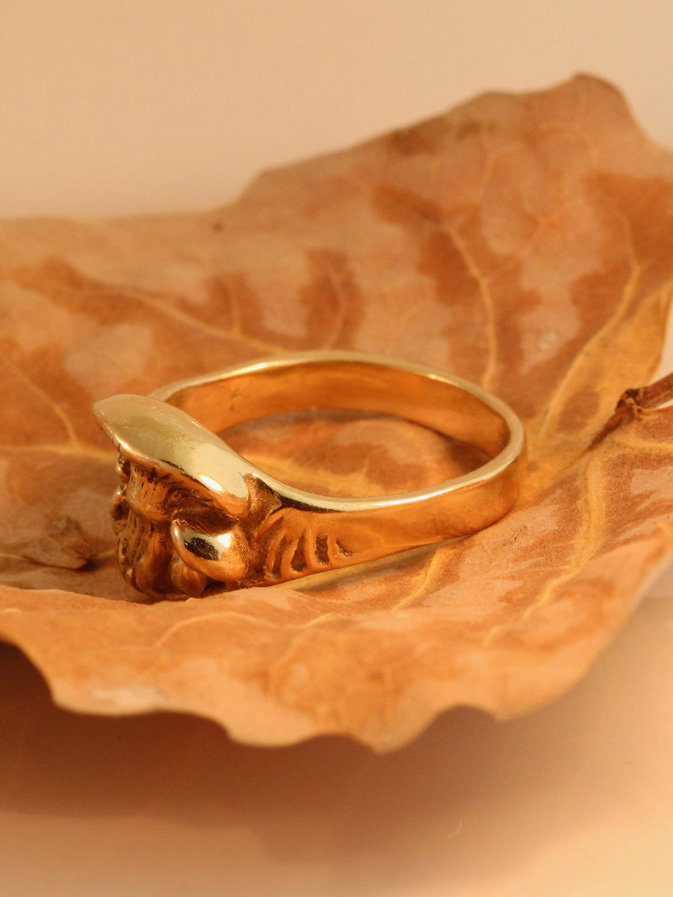 Mushroom and Gnome Ring - 14K Gold