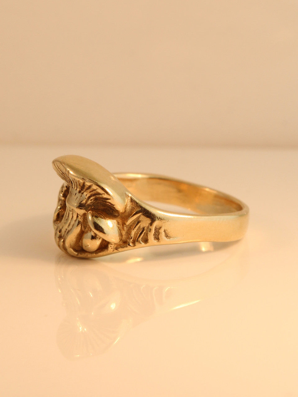 Mushroom and Gnome Ring - 14K Gold