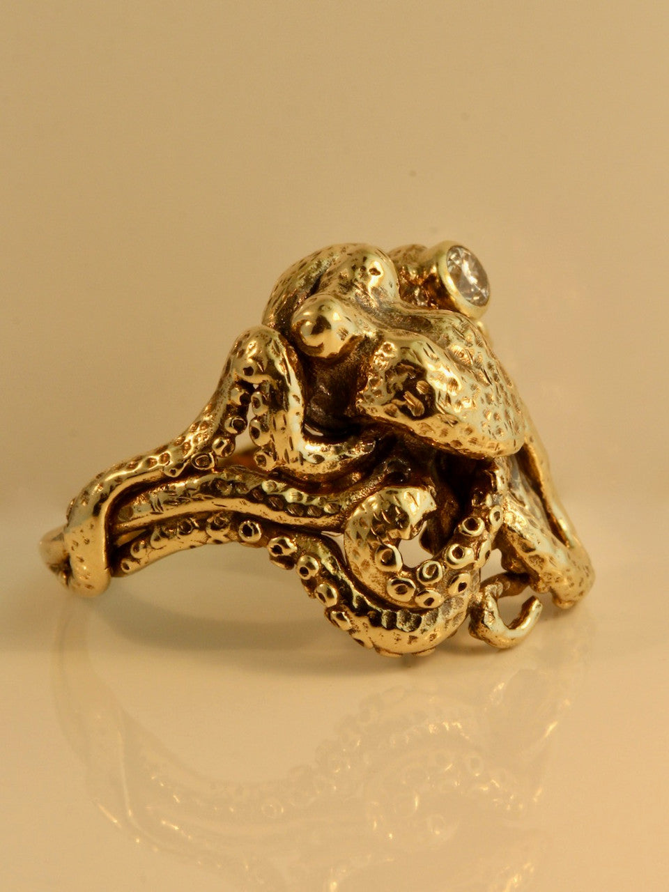 Gold Octopus Ring with .25 ct. Diamond - 14k Gold