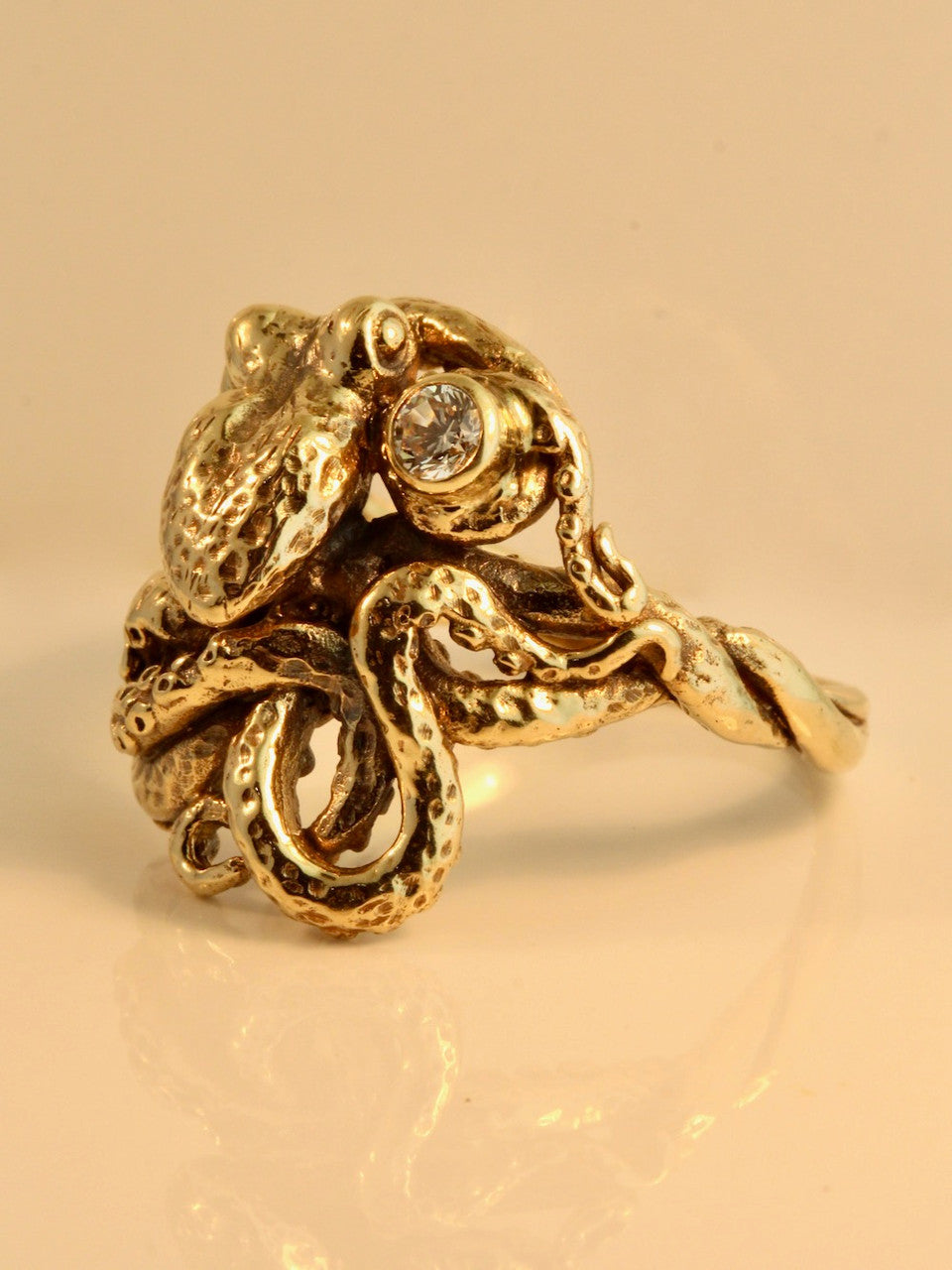 Gold Octopus Ring with .25 ct. Diamond - 14k Gold