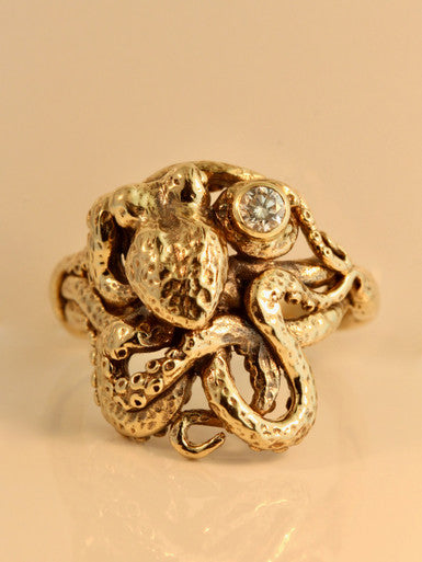 Octopus Ring with .25 ct. Diamond - 14k Gold