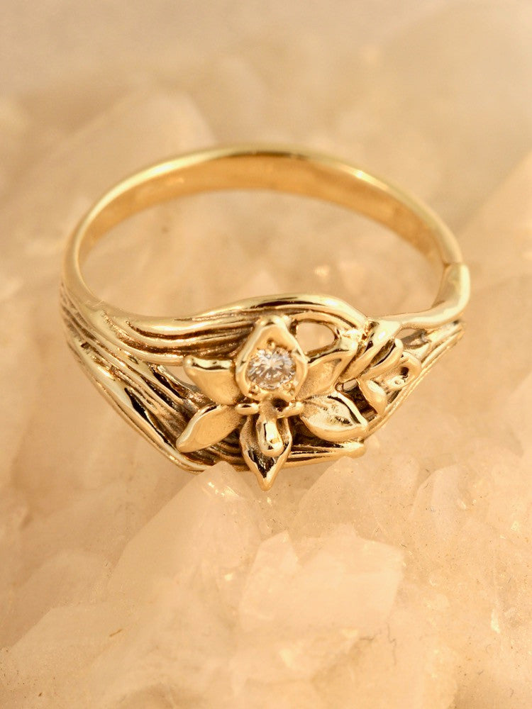 Orchid Ring with .5 Diamond - 14k Gold