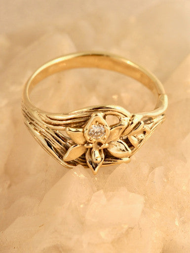Orchid Ring with .05 Diamond - 14K Gold