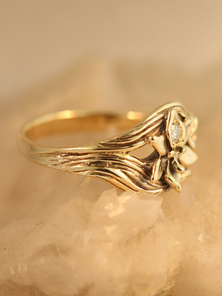 Orchid Ring with .5 Diamond - 14k Gold