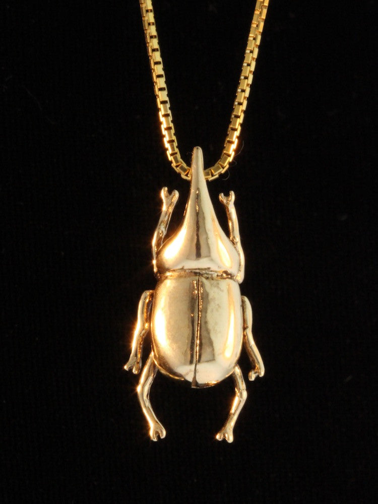 Rhinoceros Beetle Charm - 14k Gold