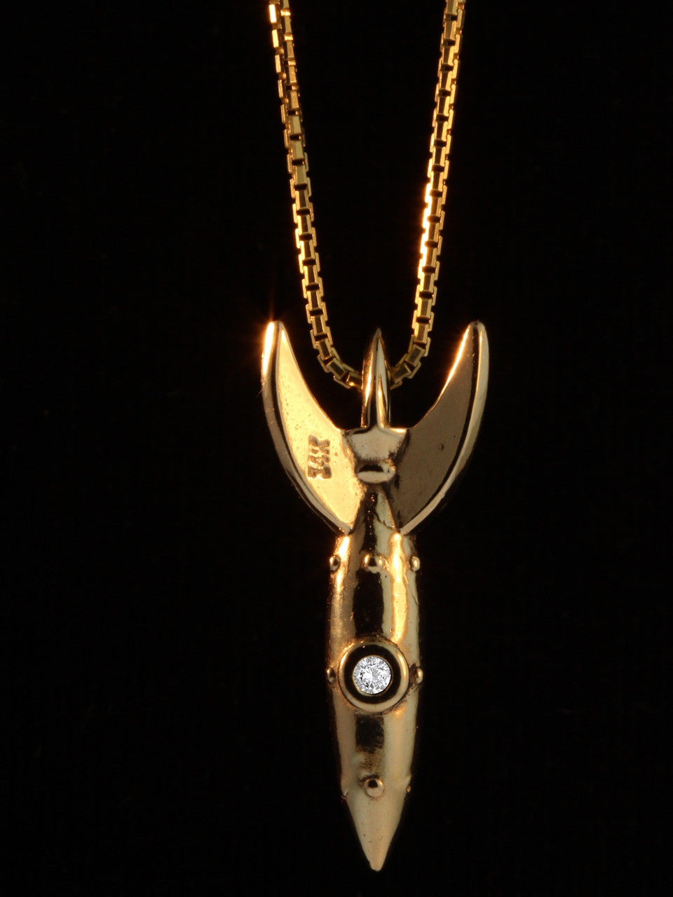 Alien Rocket Charm RKT-2 with Diamond - 14k Gold