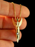 Alien Rocket Charm RKT-2 with Diamond Portholes- 14k Gold