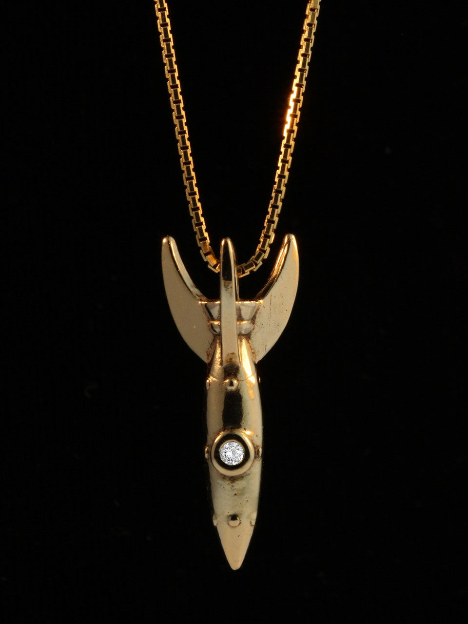 Alien Rocket Charm RKT-2 with Diamond - 14k Gold