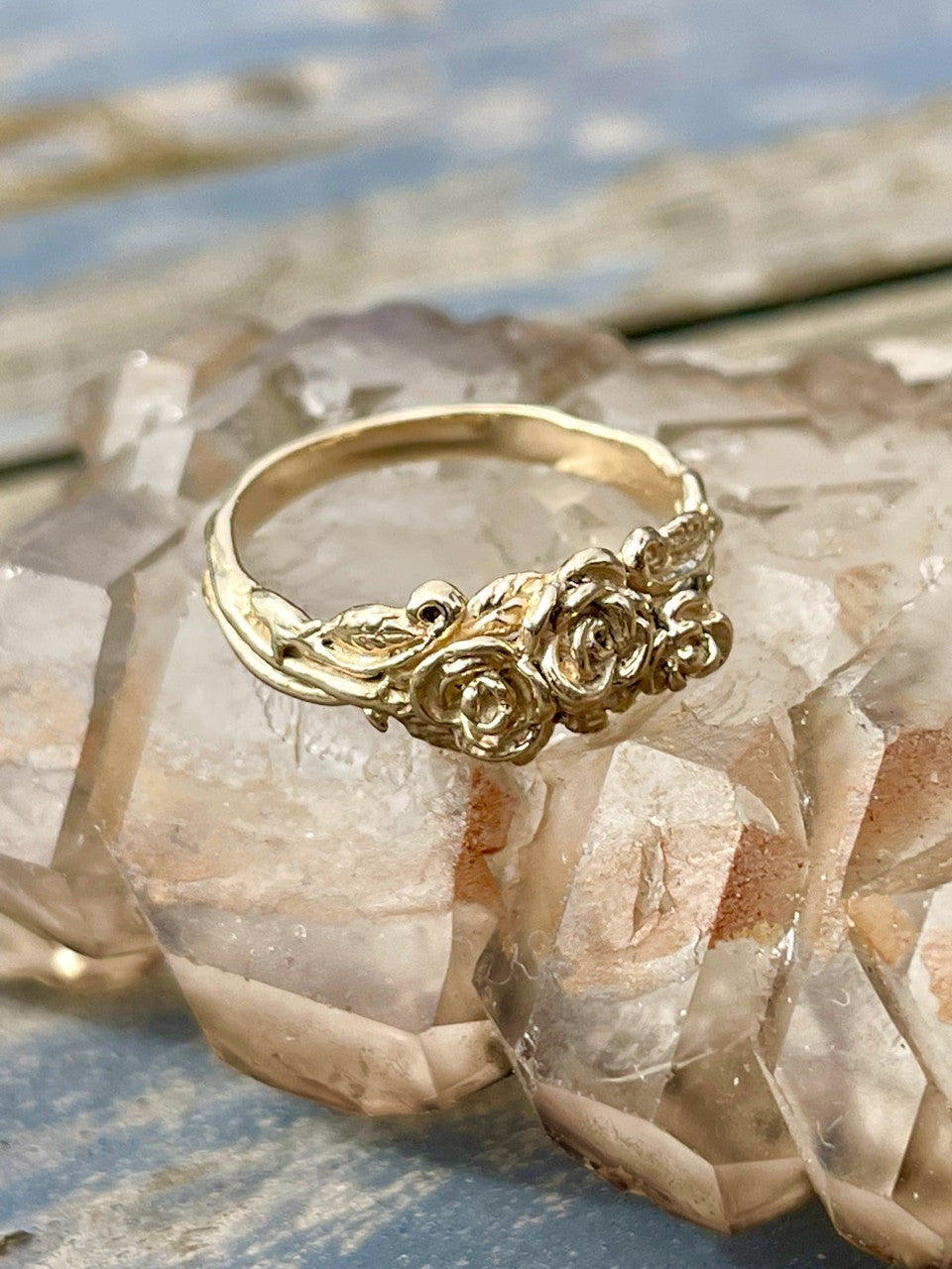 Rose Tendril Ring - 14k Gold